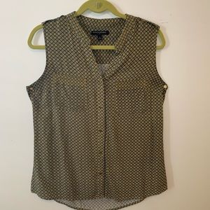 Banana Republic gold and green sleeveless blouse